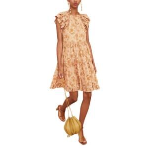 Ulla Johnson Adele Dress Floral Mini Meadow Pink Tan Yellow Size 0 NEW
